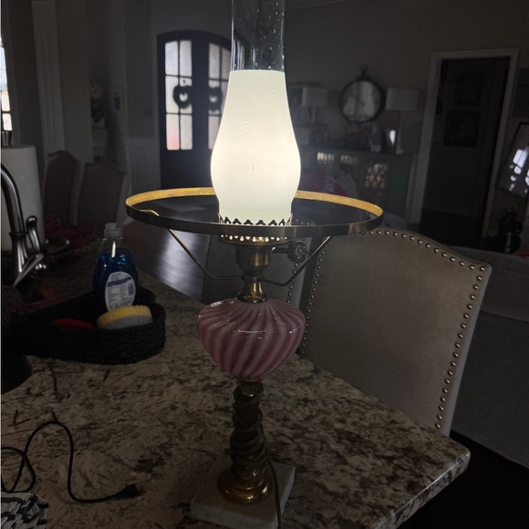 Fenton Pink and Gold Swirl Lamp - Picture 7 of 7